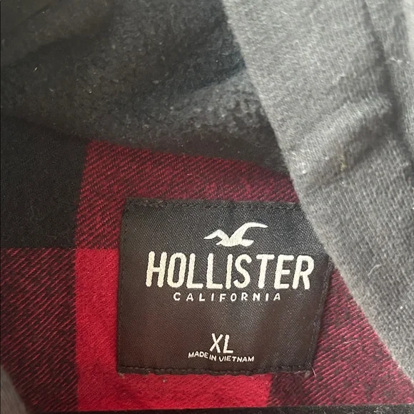 Hollister Red and Black Checkered Hoodie Jacket - Picture 2 of 3